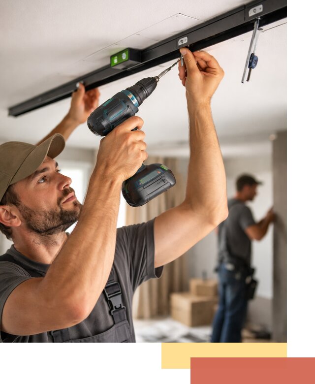 Установка трековых светильников в натяжной потолок в Касимове