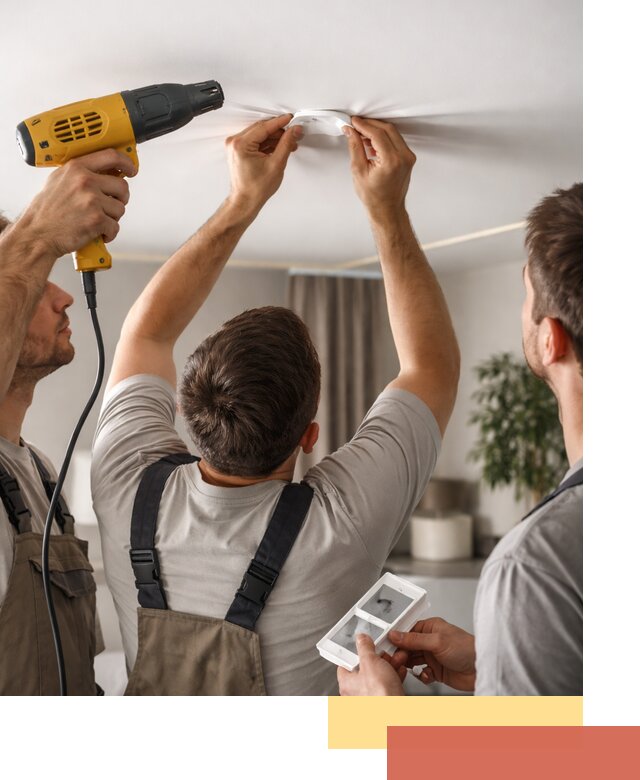 Ремонт прокола полотна натяжного потолка в Касимове