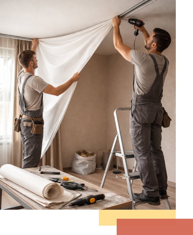 Замена полотна натяжного потолка в Касимове быстро и качественно