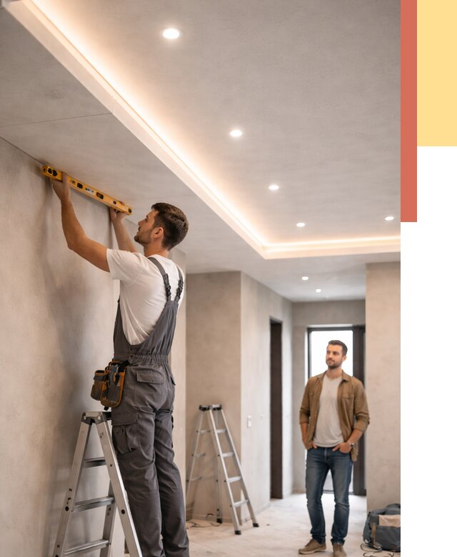 Потолок из гипсокартона с подсветкой в Касимове от 816 руб./м2 под ключ | ОТДЕЛОЧНИК-Ксм