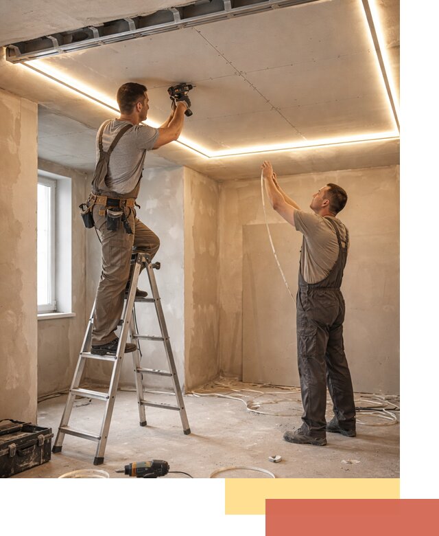 Потолок из гипсокартона с подсветкой в Касимове