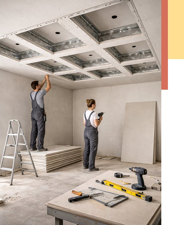 Кессонный потолок из гипсокартона в Касимове от 2012 руб. — монтаж и под ключ | ОТДЕЛОЧНИК-Ксм