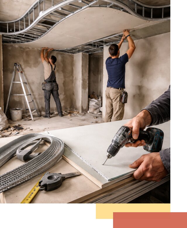 Криволинейный потолок из гипсокартона в Касимове — монтаж и отделка