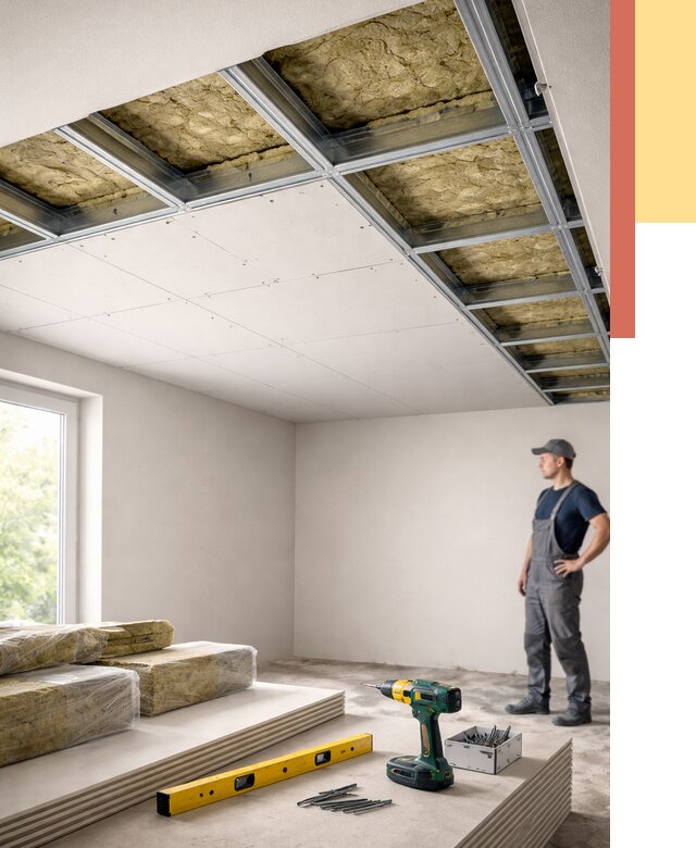 Звукоизоляция потолка ГКЛ в Касимове от 1033 руб. — монтаж под ключ | ОТДЕЛОЧНИК-Ксм