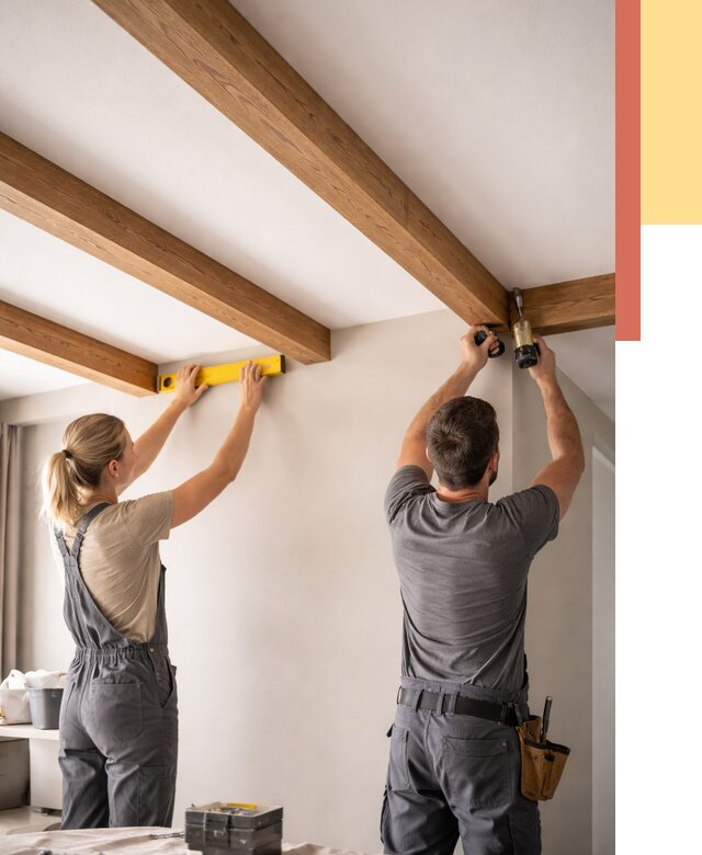 Монтаж декоративных балок на потолок в Касимове от 4567 руб. — ОТДЕЛОЧНИК-Ксм